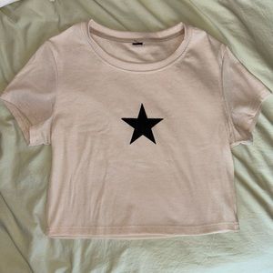 cropped star print graphic tee